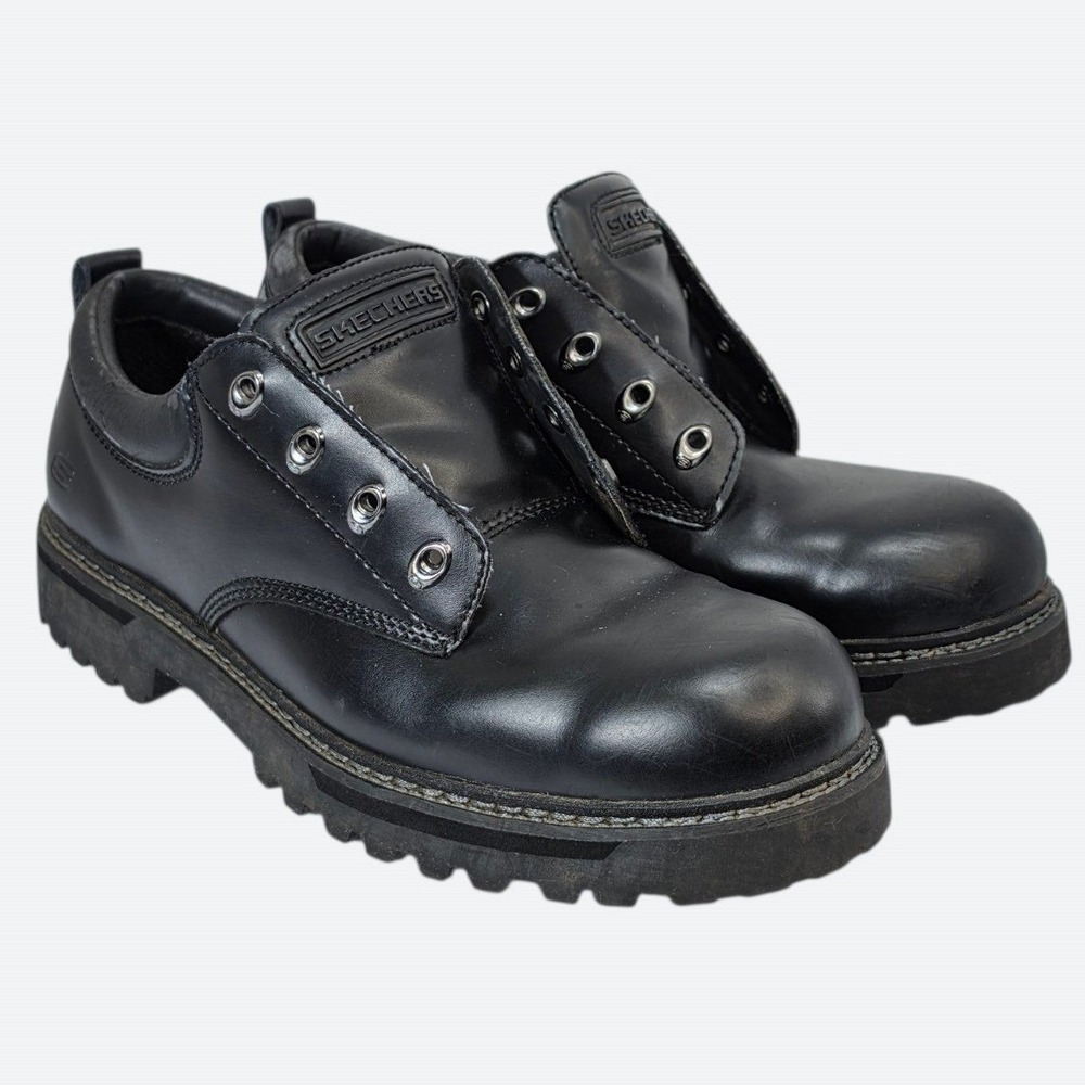 Vintage Skechers Y2K Grunge Chunky Cool Cat Oxford Shoes 12 Leather Goth Black